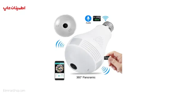 Picture of دوربین لامپی 360 درجه وای فای 2مگاپیکسل رم خور مدل V380S